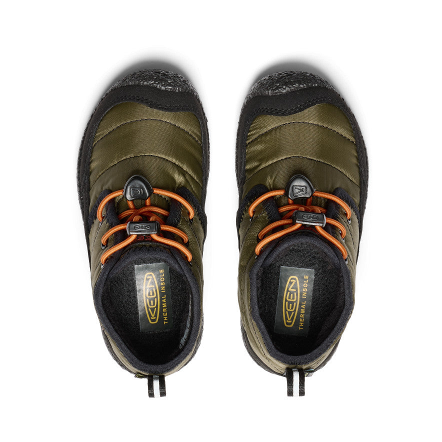Little Kids' Howser II Waterproof Chukka | Dark Olive/Gold Flame - Image 4
