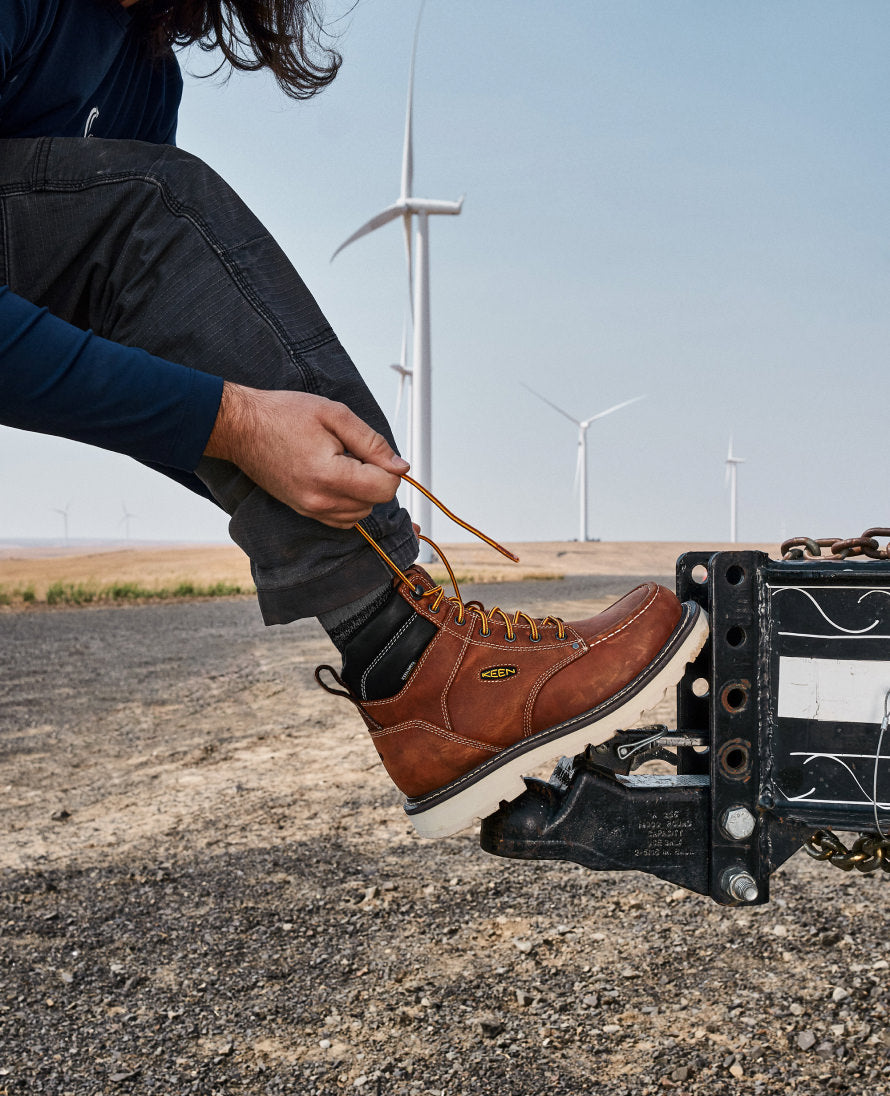 Men's Cincinnati 6 Waterproof 90° Heel Boot (Soft Toe) | Tuscan Red/Sandshell - Image 9