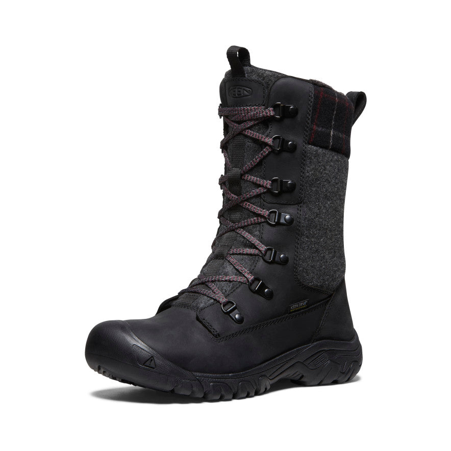 Women's Greta Tall Waterproof Boot | Black/Black Plaid - Image 3
